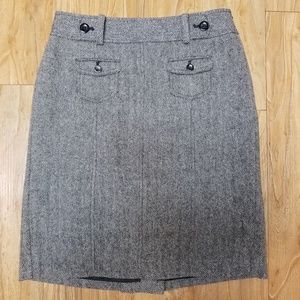 Ann Taylor Black Herringbone Pencil Skirt, Size 2